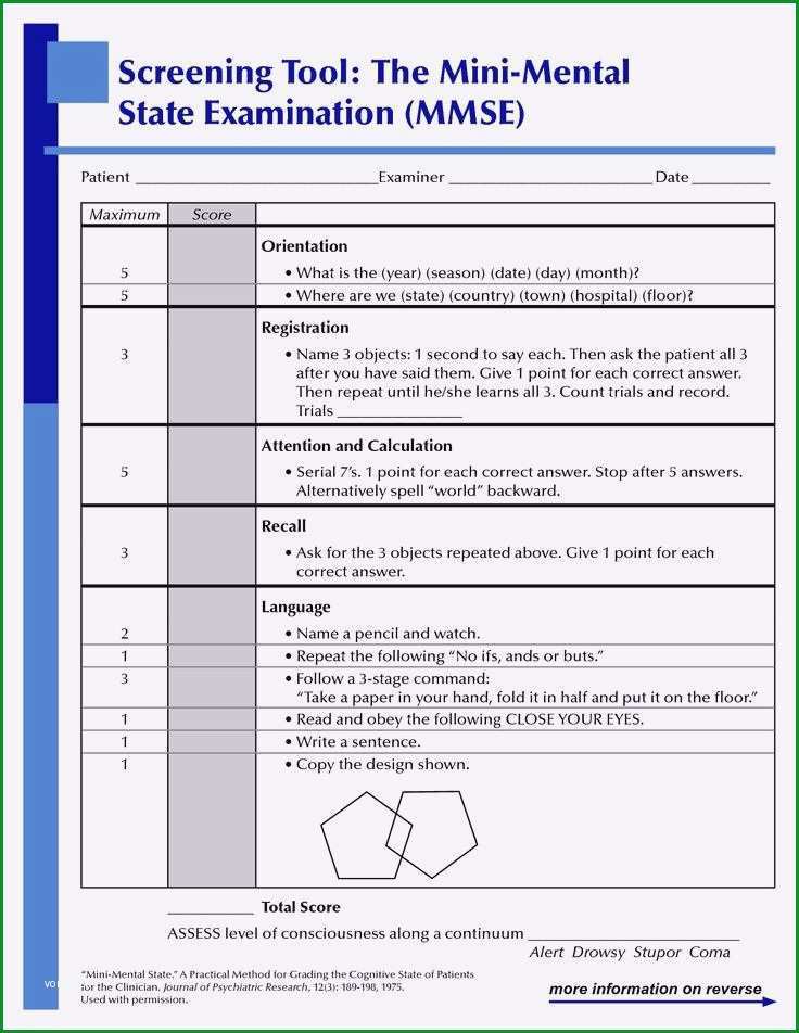 Atemberaubend Mini Mental Test Vorlage Kostenlos Vorlagen