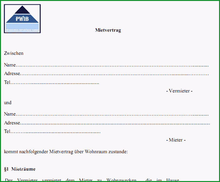 mietvertrag vorlage kostenlos runterladen und ausdrucken