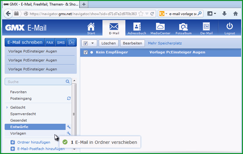 vorlage fur e mail bei gmx nutzen