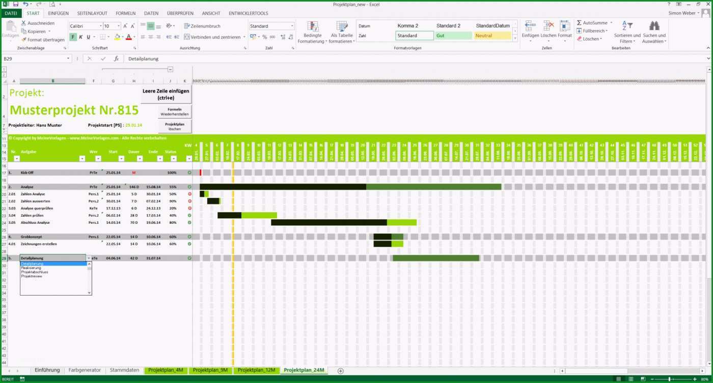 Fantastisch Download Projektplan Excel Projektablaufplan Zeitplan ...